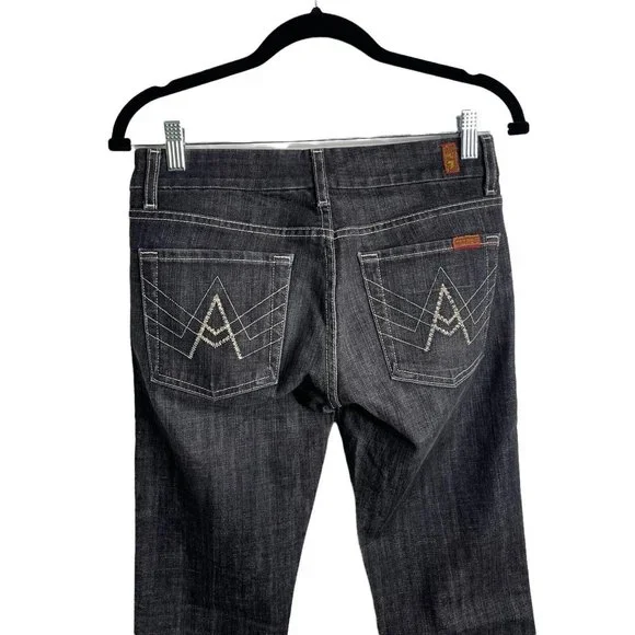 7 For All Mankind "A" Pocket Low Rise Flare Jeans Women's Size 27 U130133U-133U - Picture 7 of 12